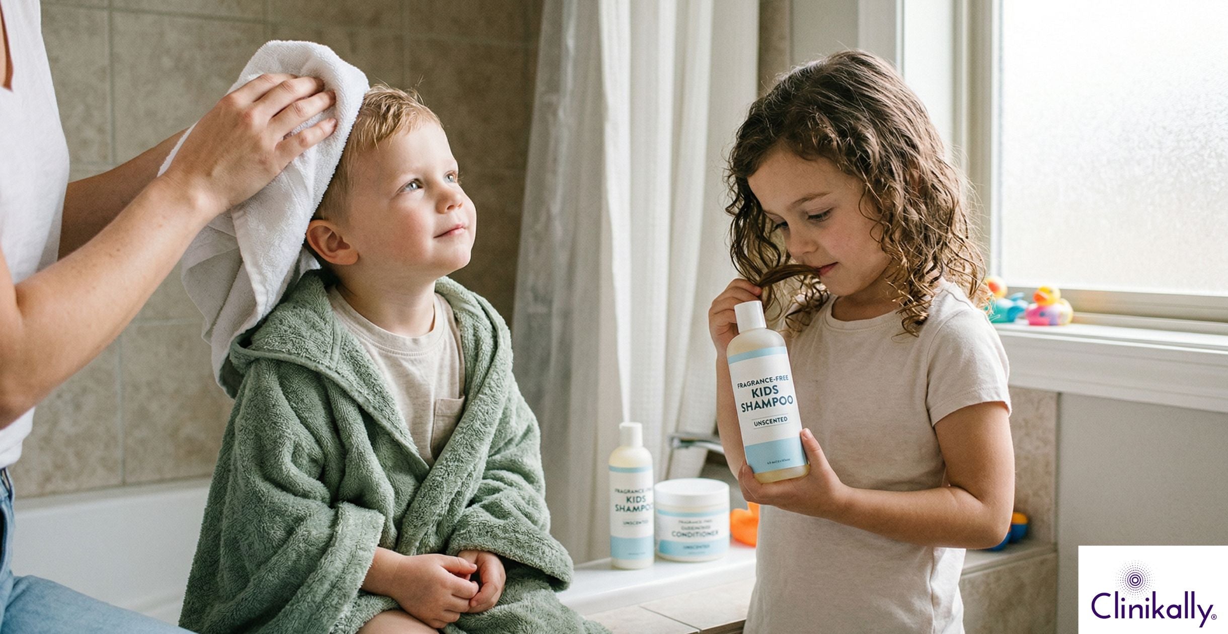 Children using fragrance-free shampoo