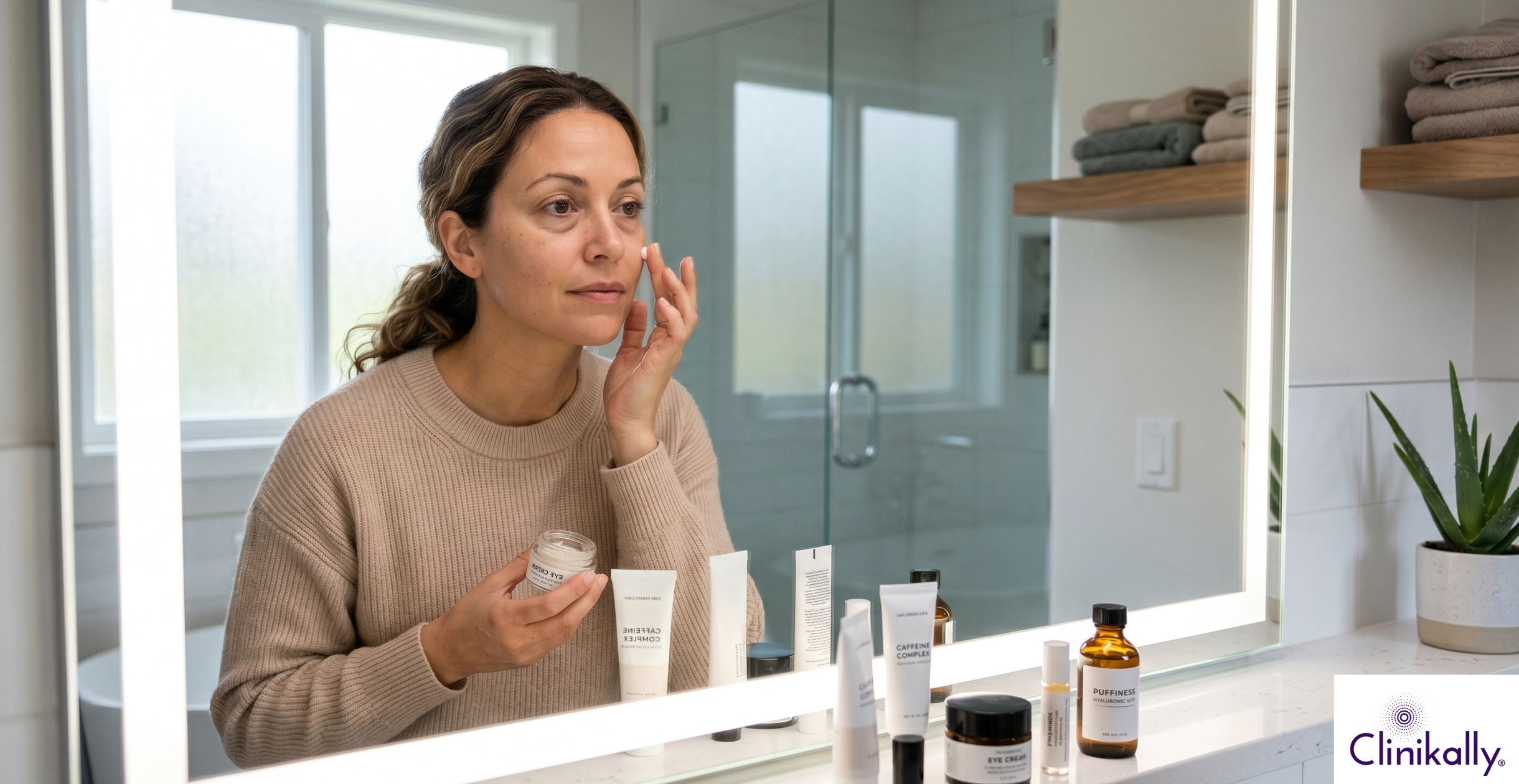 Women Applying under eye cream for puffiness