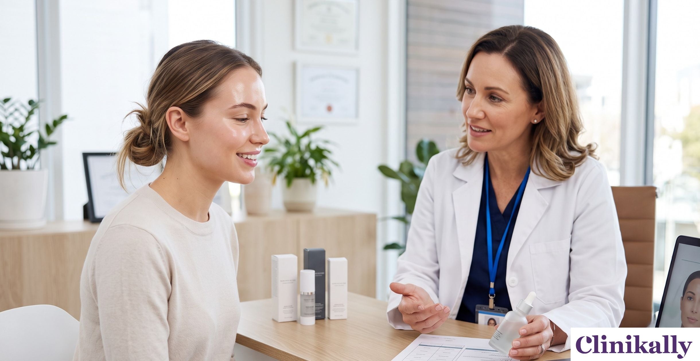Dermatologist guiding patient on how to achieve glass skin