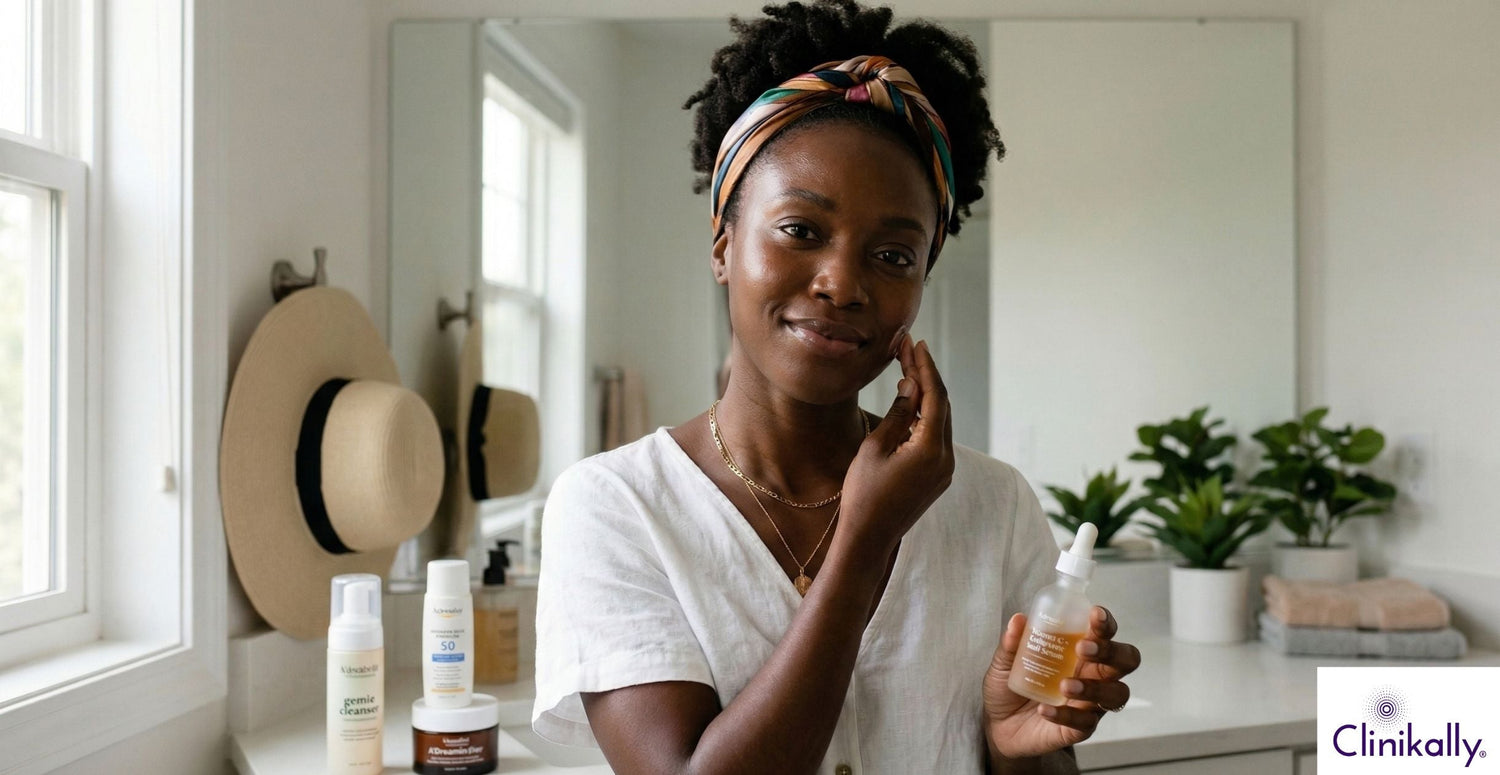 women applying serum on her face 