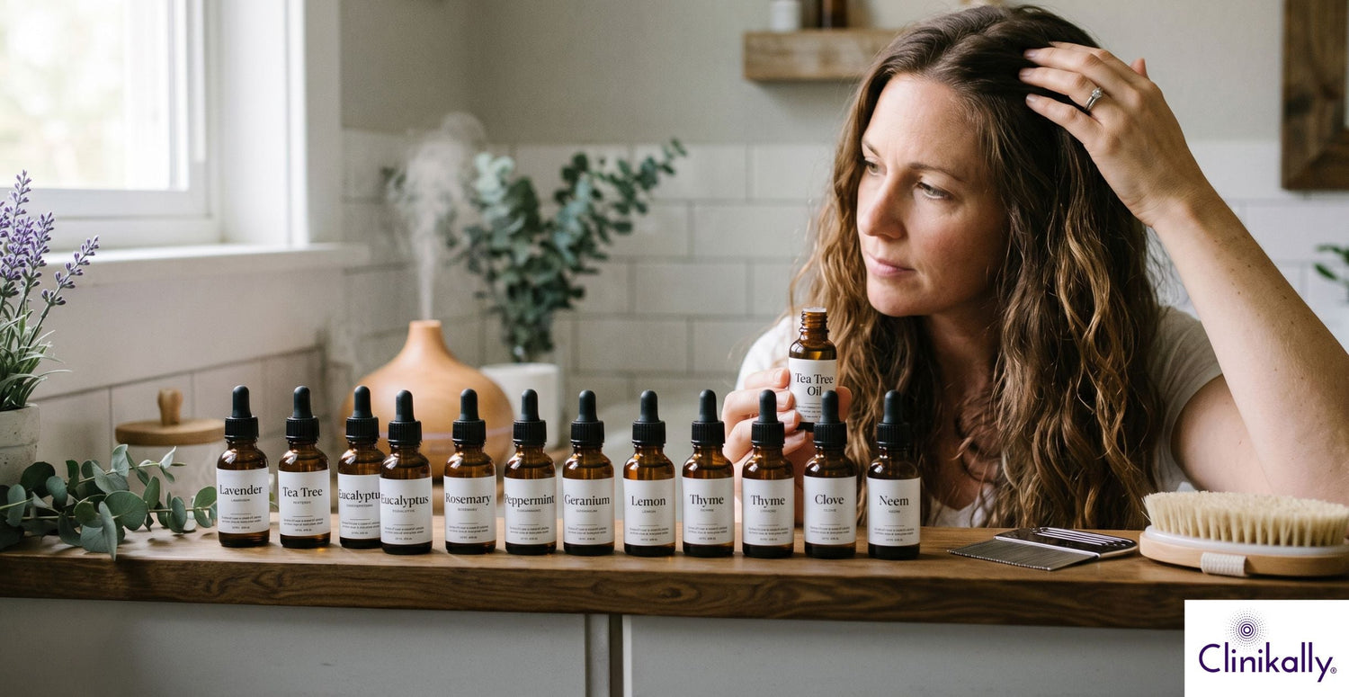 Woman using essential oils for lice care