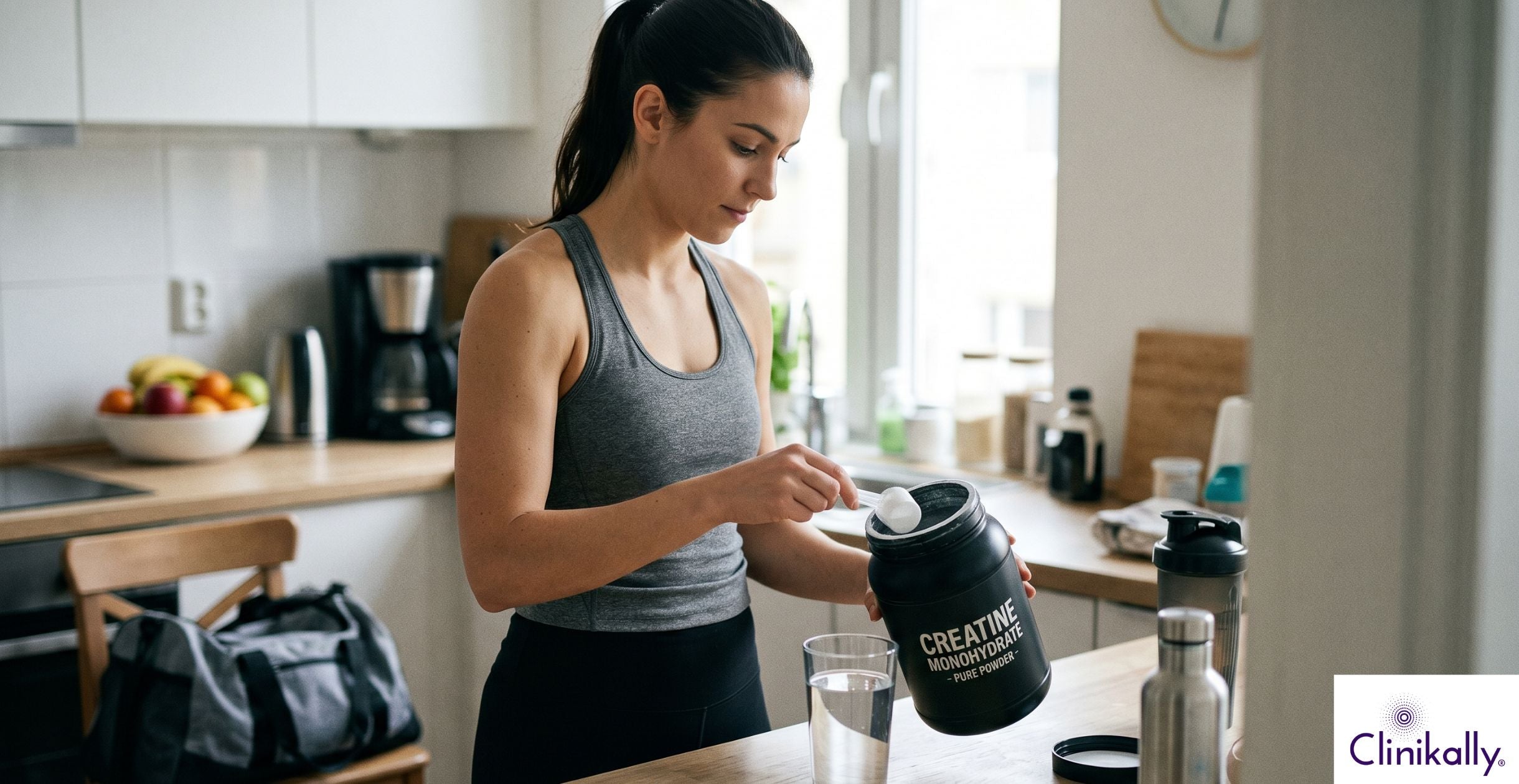 Women putting creatine in her glass