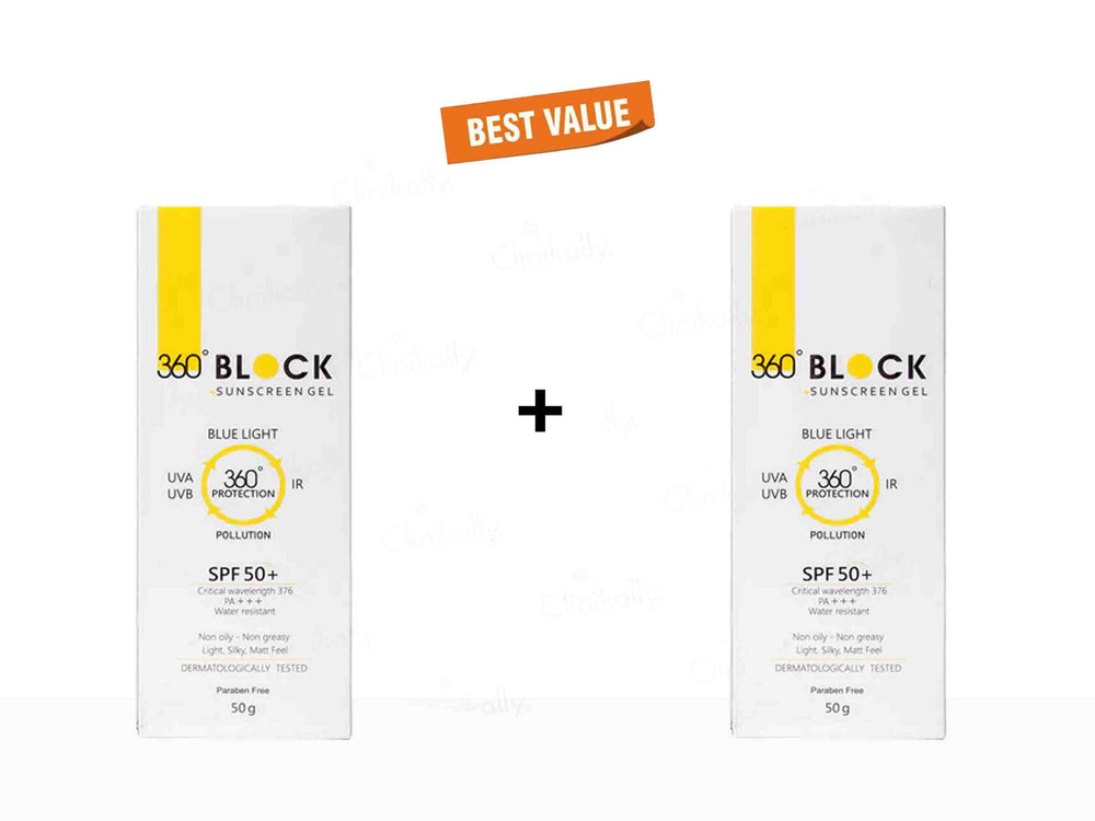 360 Block Sunscreen Gel SPF 50+ - Clinikally