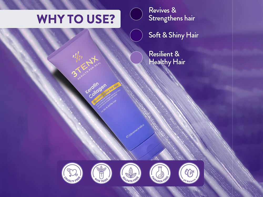 3Tenx Ultimate Revitalize Keratin Collagen Hair Mask For Dry & Brittle Hair