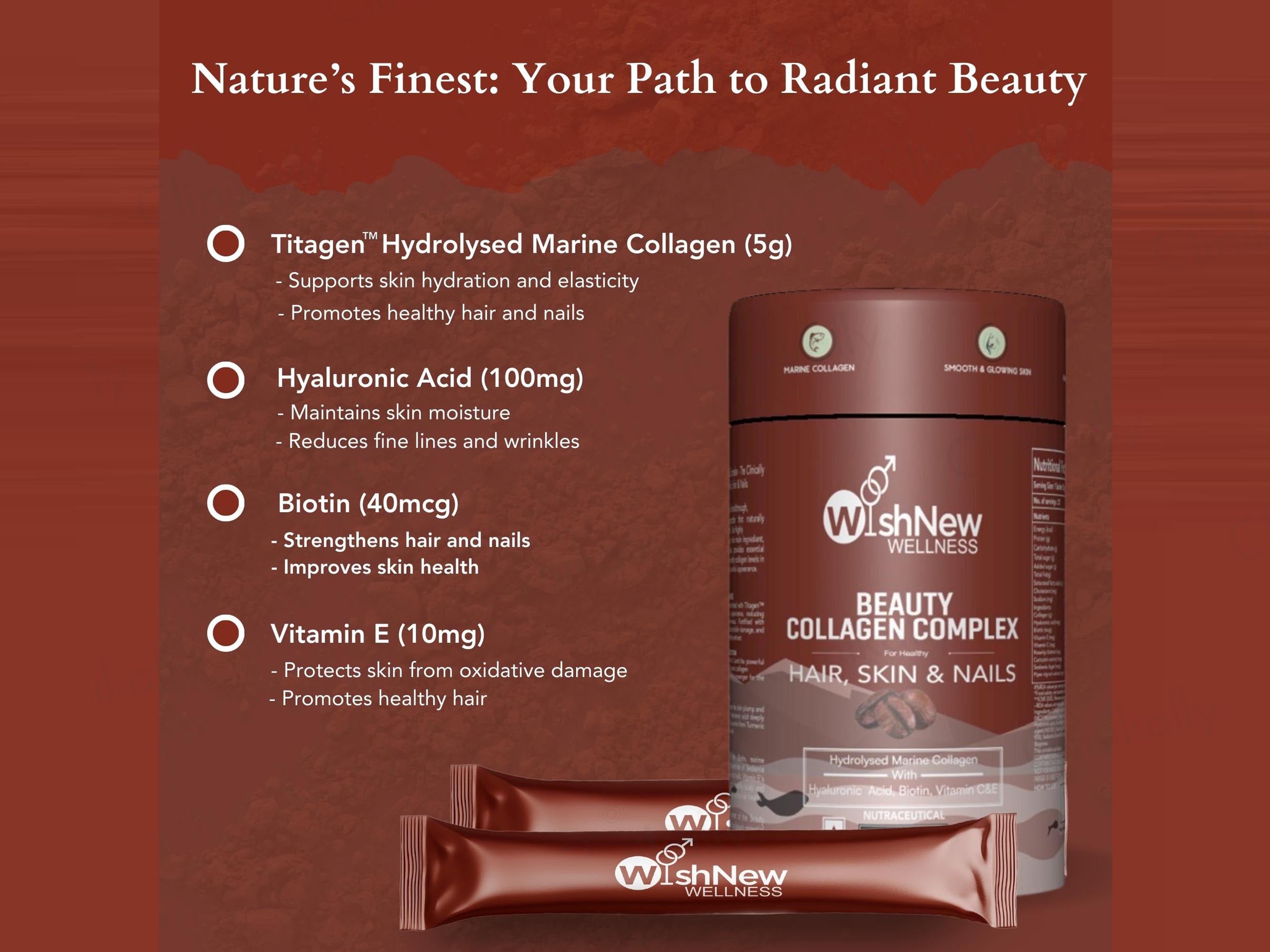 WishNew Wellness Beauty Collagen For Healthy Hair, Skin & Nails - Clinikally