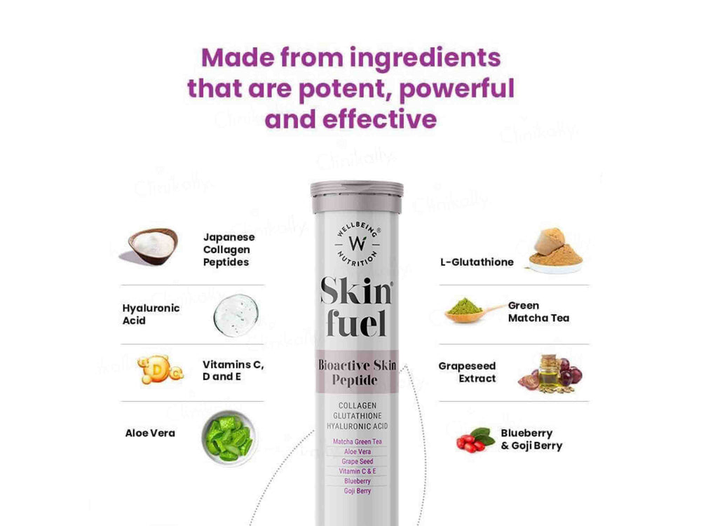 Wellbeing Nutrition Skin Fuel Tablet - Blueberry & Mint Flavour-Clinikally