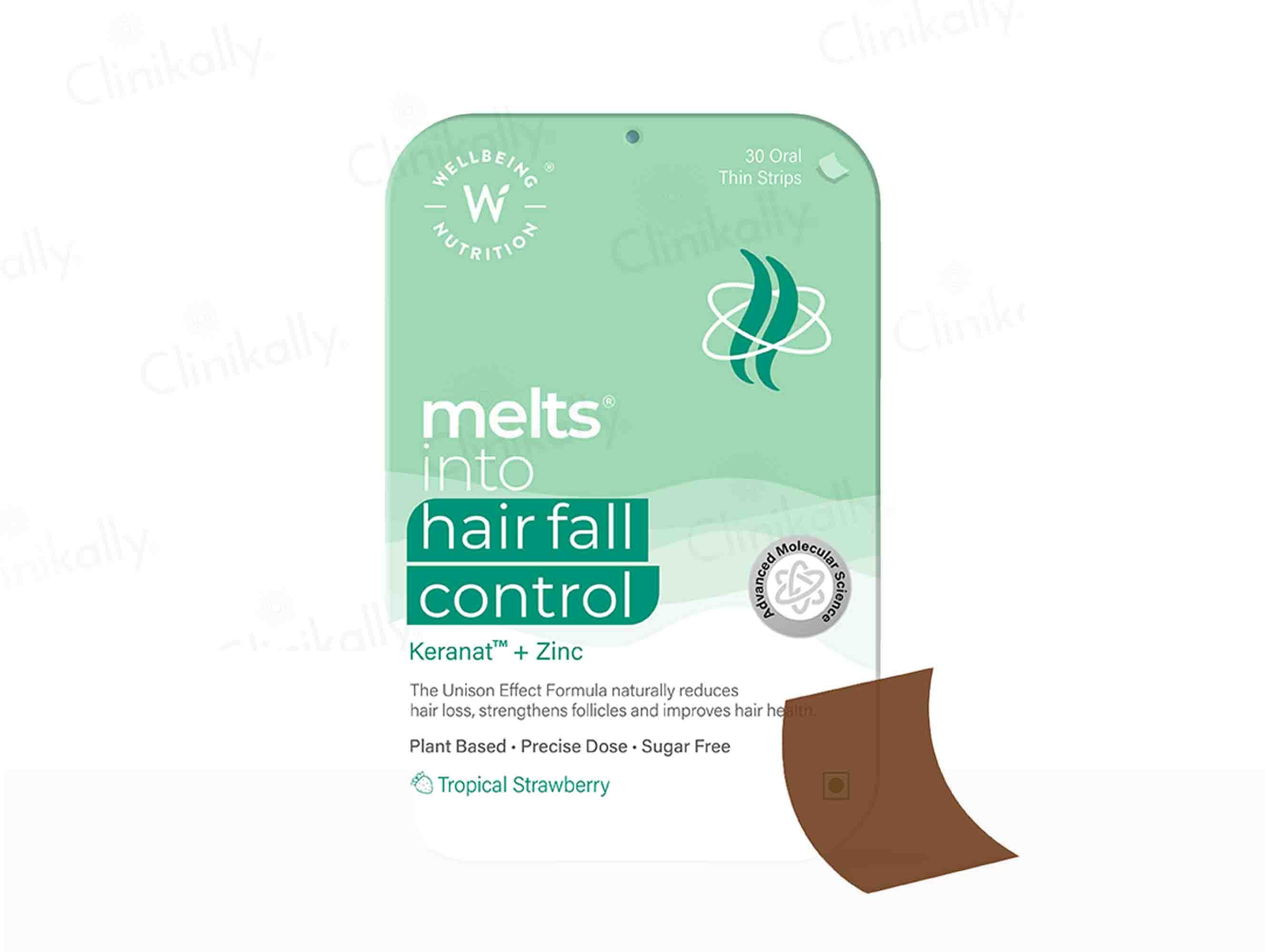Wellbeing Nutrition Melts Into Hair Fall Control Oral Strip - Tropical Strawberry Flavour-Clinikally