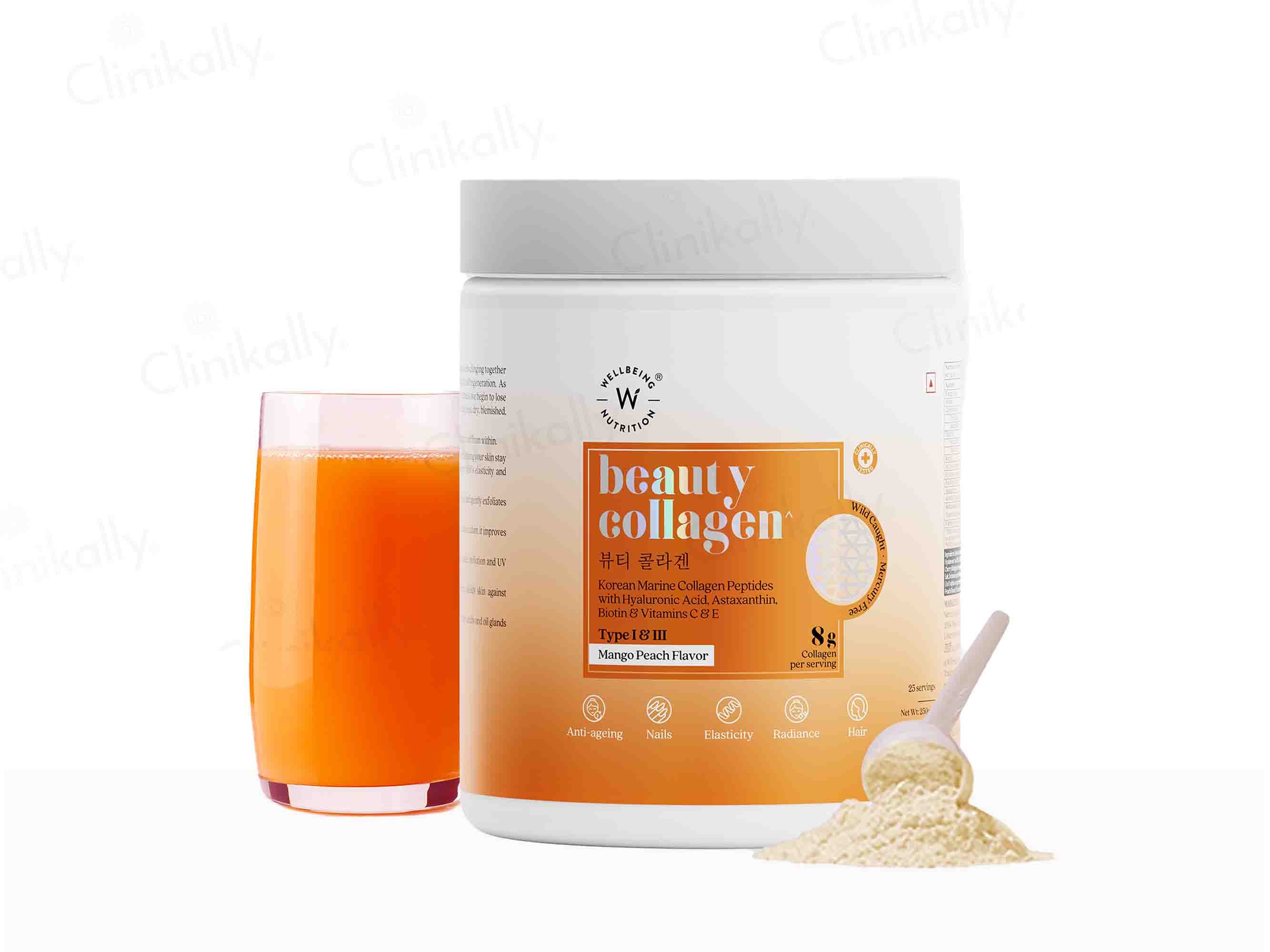 Wellbeing Nutrition Beauty Korean Marine Collagen Powder - Mango Peach Flavour-Clinikally