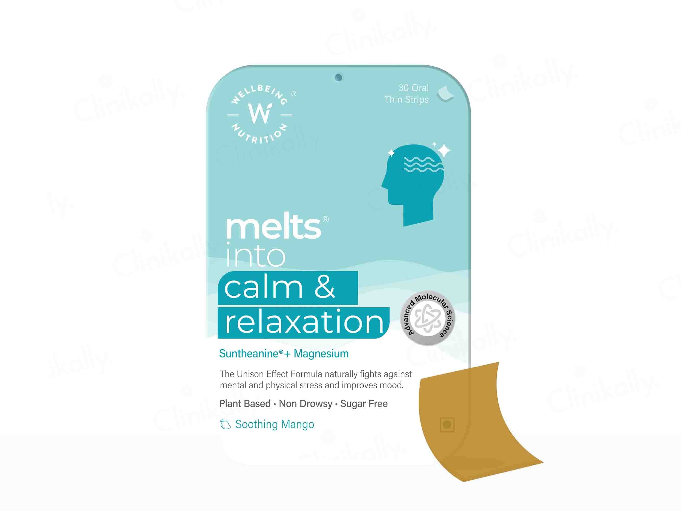 Wellbeing Nutrition Melts Into Calm & Relaxation Oral Strip - Soothing Mango Flavour-Clinikally