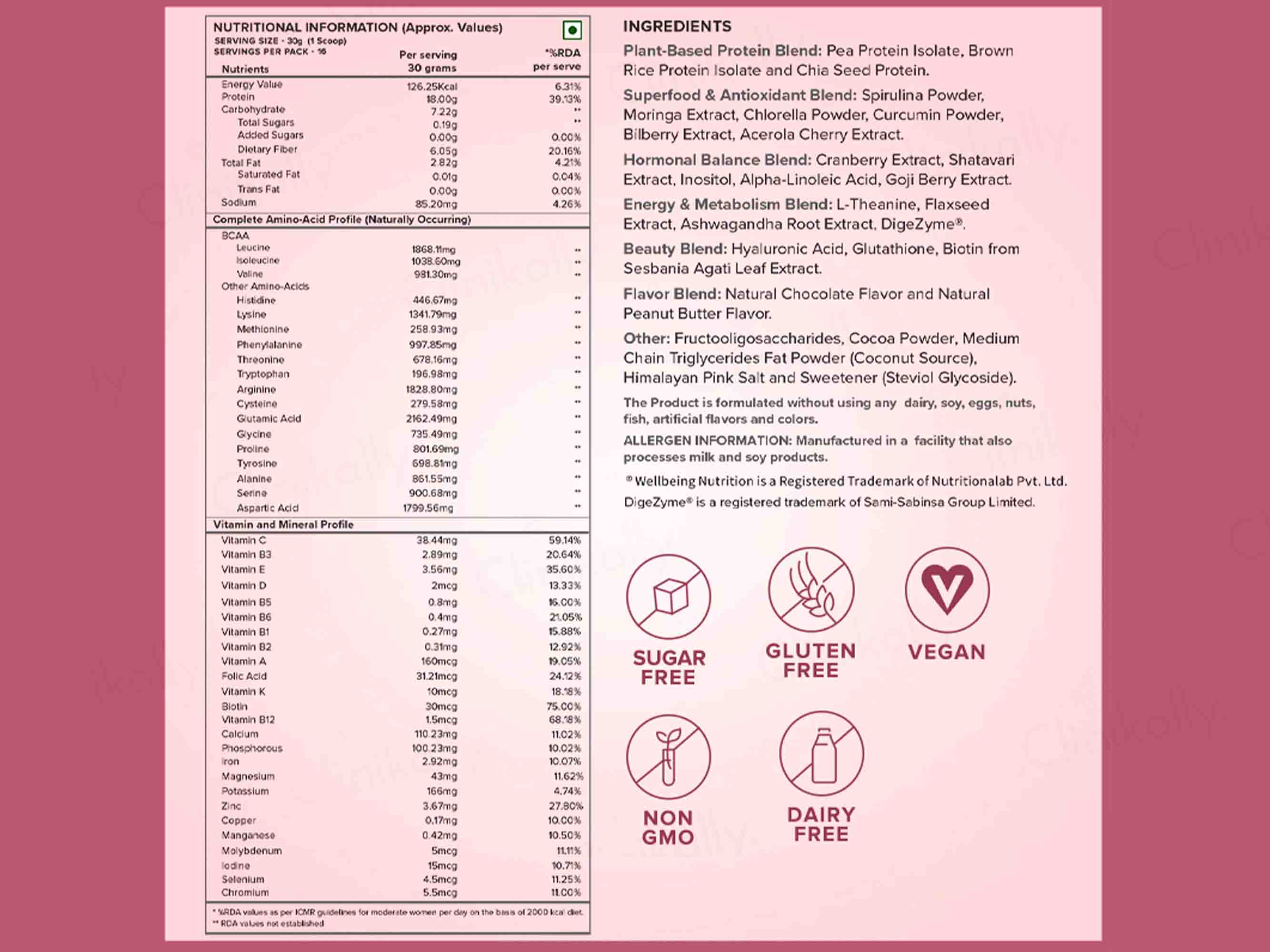 Wellbeing Nutrition Her Superfood Plant Protein Powder For Women - Chocolate Peanut Butter Flavour-Clinikallly