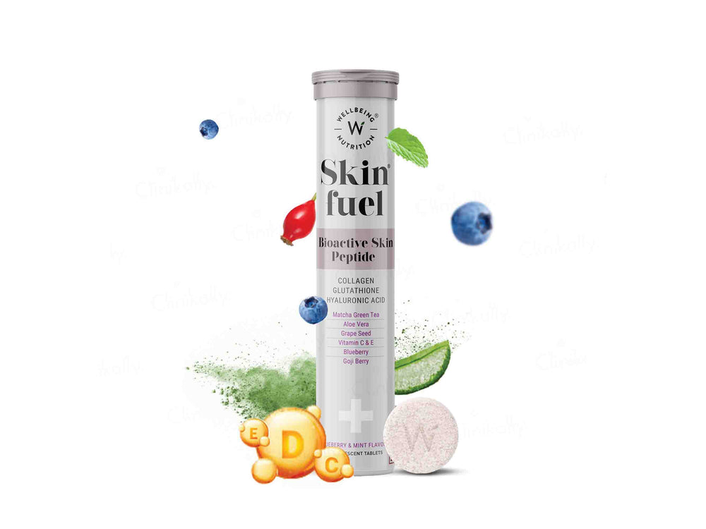 Wellbeing Nutrition Skin Fuel Tablet - Blueberry & Mint Flavour-Clinikally