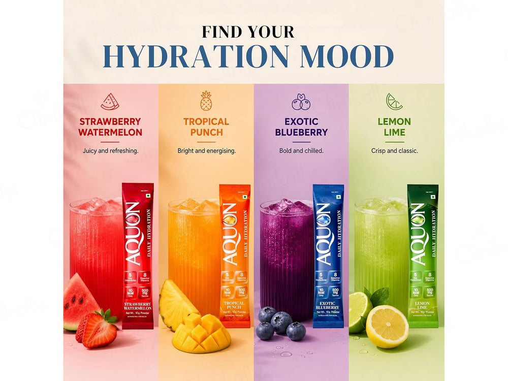 AQUON Daily Hydration Electrolyte Drink Mix Powder Trial Pack (4 Flavours)