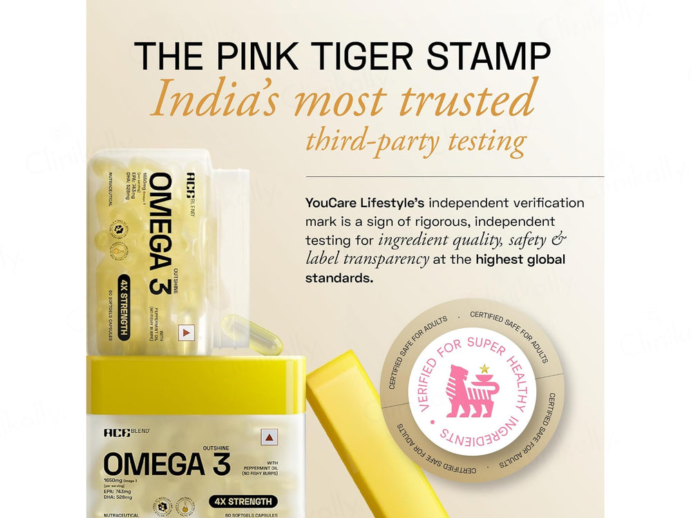 Ace Blend Outshine 4X Strength Omega-3 Nutraceutical Softgel Capsule