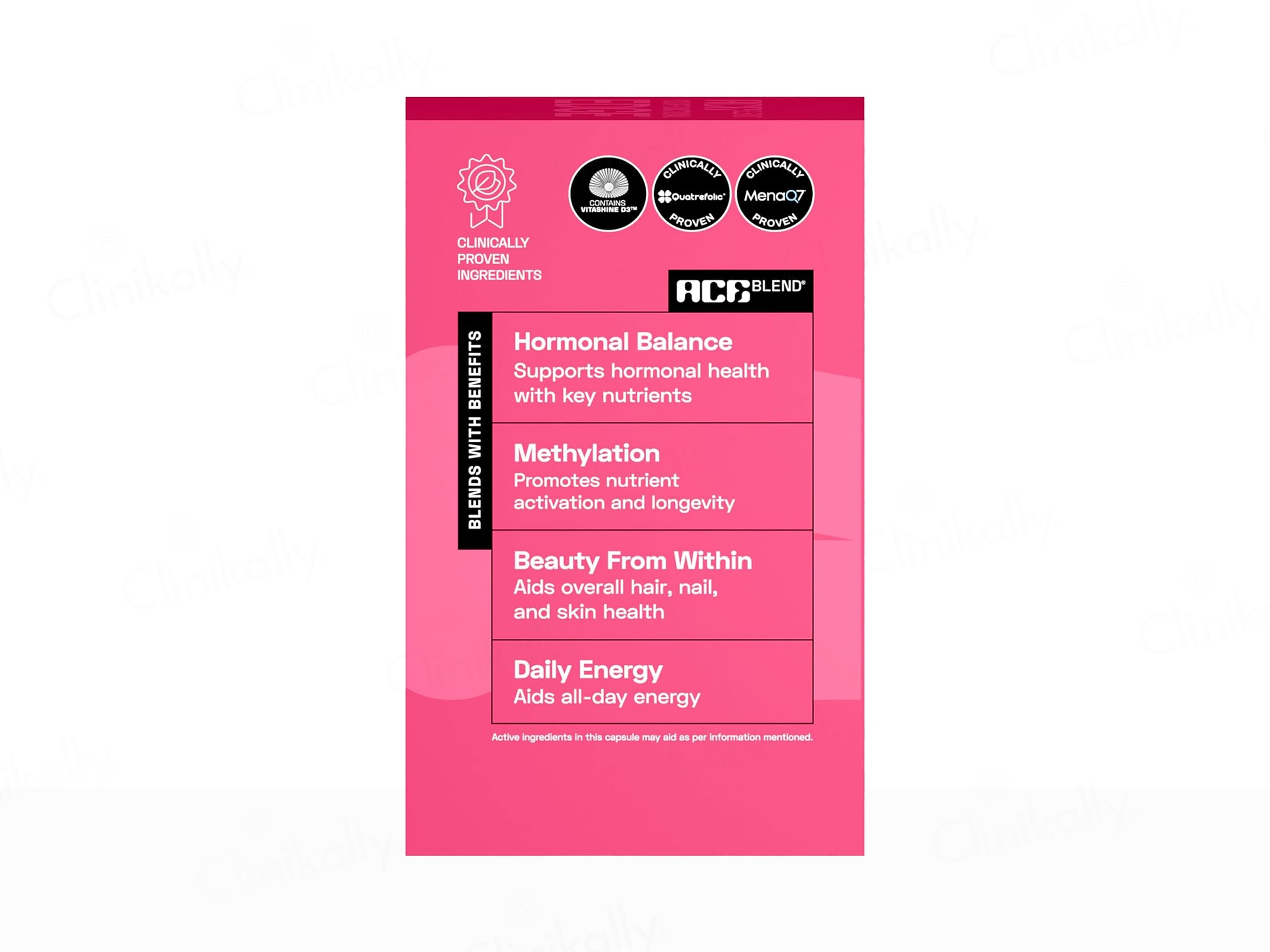 Ace Blend Women's Methylated Multivitamin Health Supplement Veg Capsule