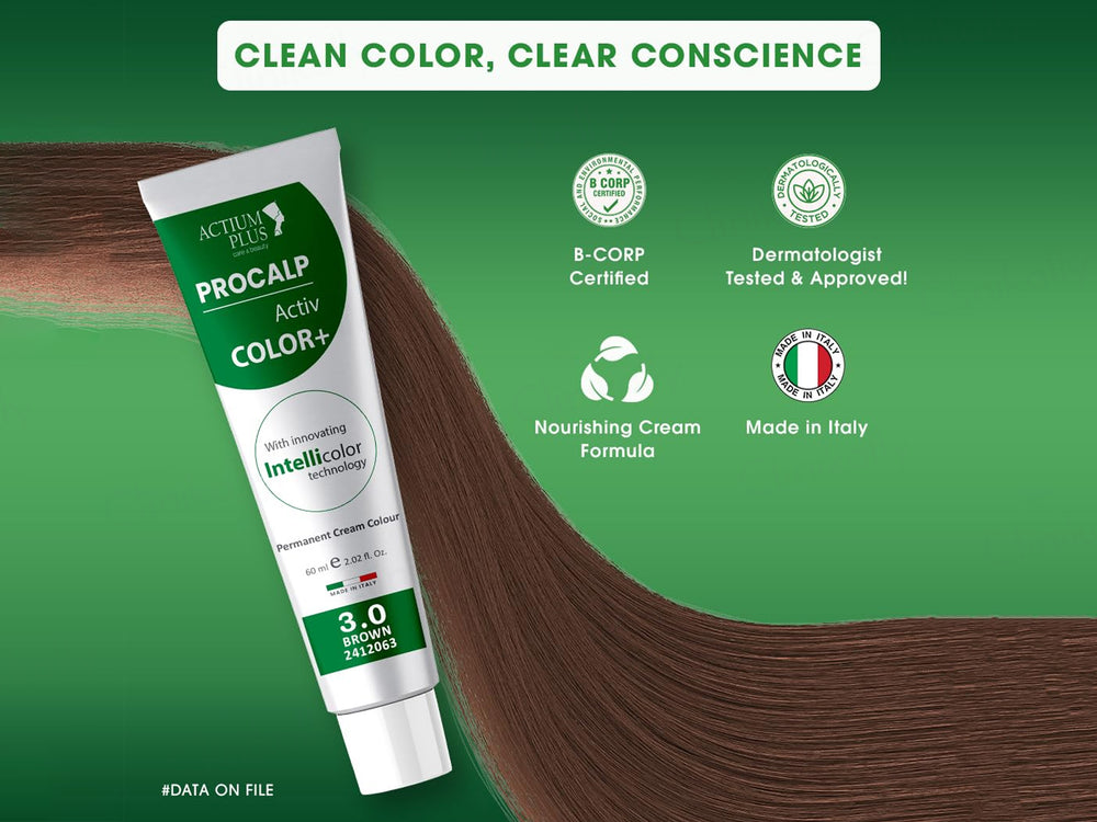 Actium Plus Procalp Activ Color+ Nourishing Gentle Permanent Colouring Cream Kit - 1.0 Black