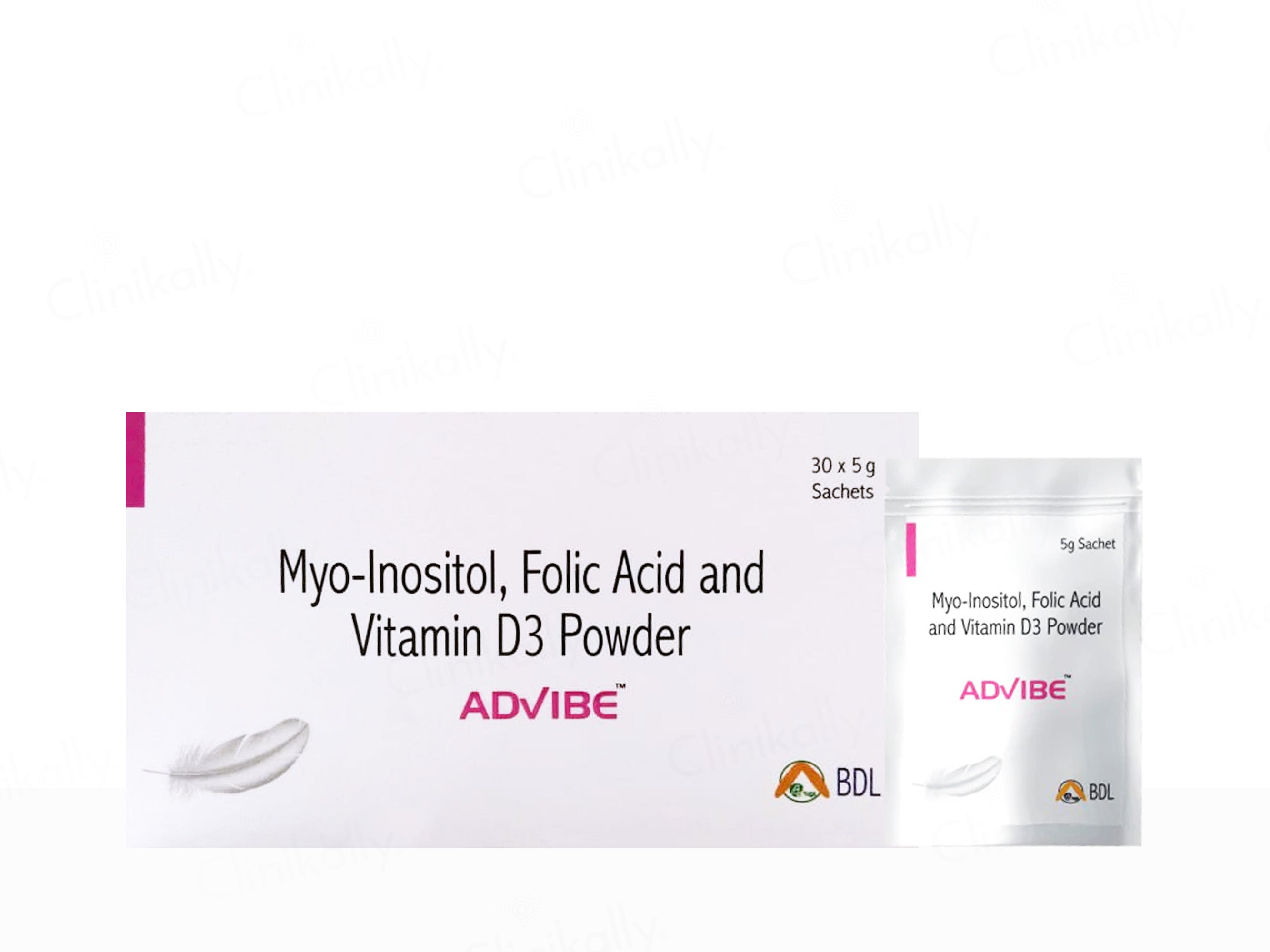 Advibe Myo-Inositol, Folic Acid & Vitamin D3 Nutraceutical Powder