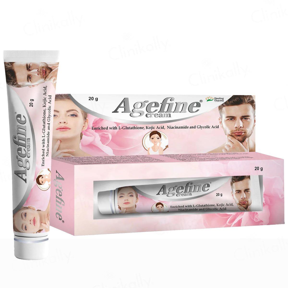 glutathione agefine cream Healing Pharma - with L-Glutathione, Kojic Acid, Glycolic Acid & Niacinamide - Skin Brightening & Dark Spot Reduction Cream Agefine Cream 20G Enriched with