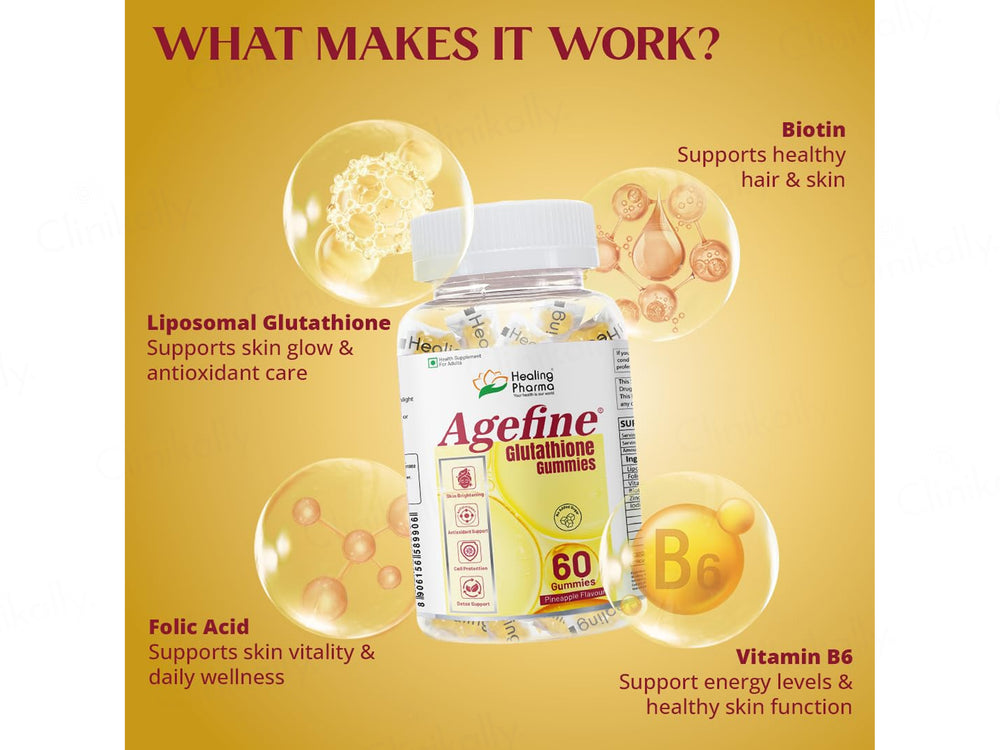 Agefine Glutathione Skin Brightening Gummies - Pineapple Flavour