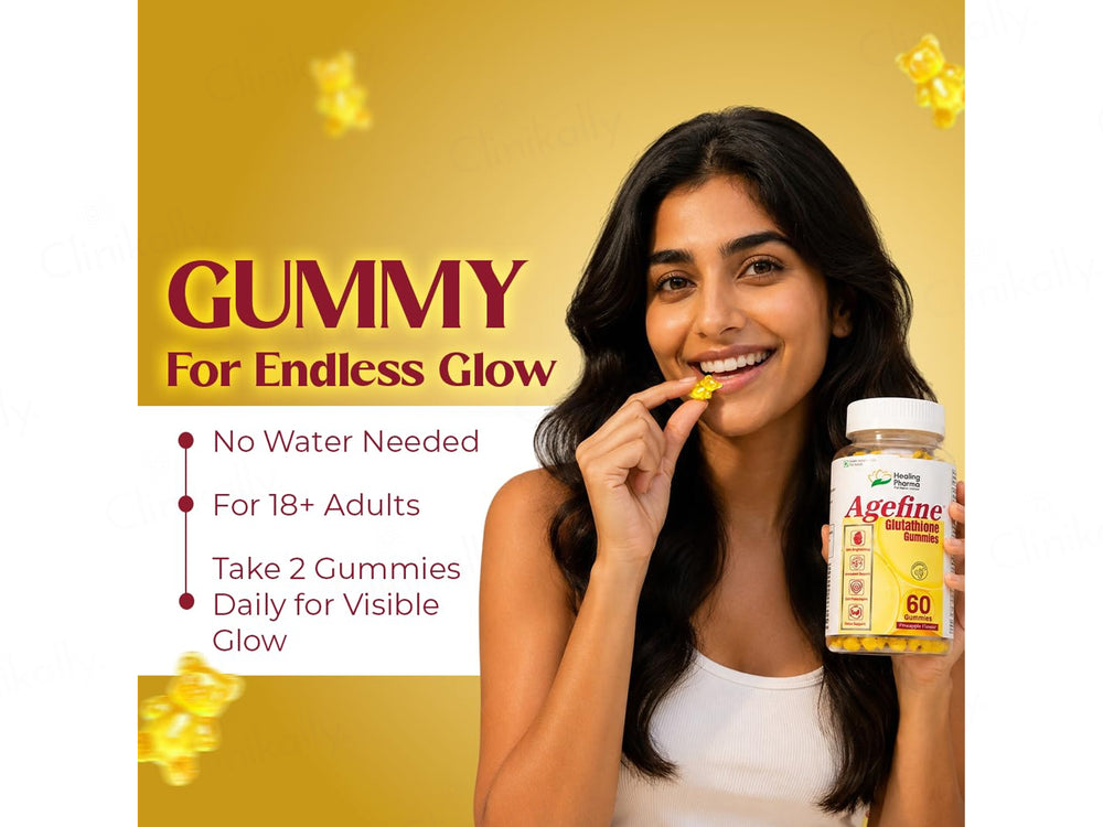 Agefine Glutathione Skin Brightening Gummies - Pineapple Flavour