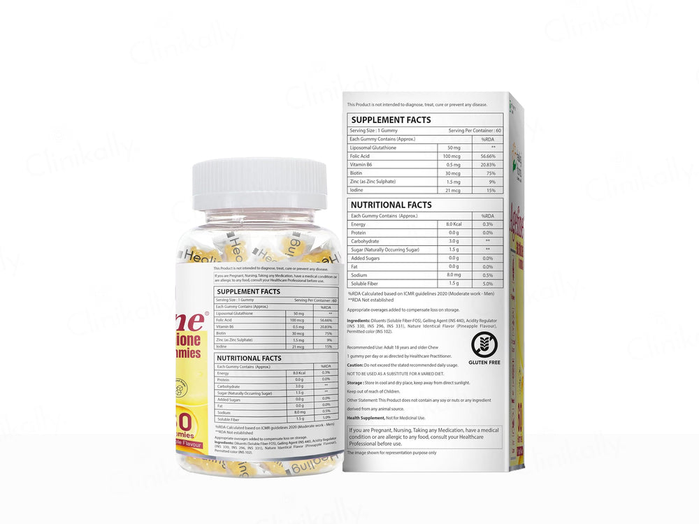 Agefine Glutathione Skin Brightening Gummies - Pineapple Flavour