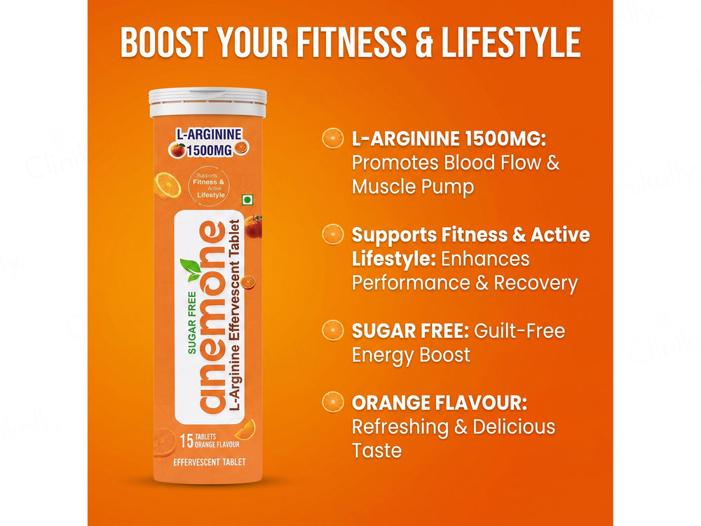 Anemone L-Arginine 1500 mg Effervescent Tablet - Orange Flavour