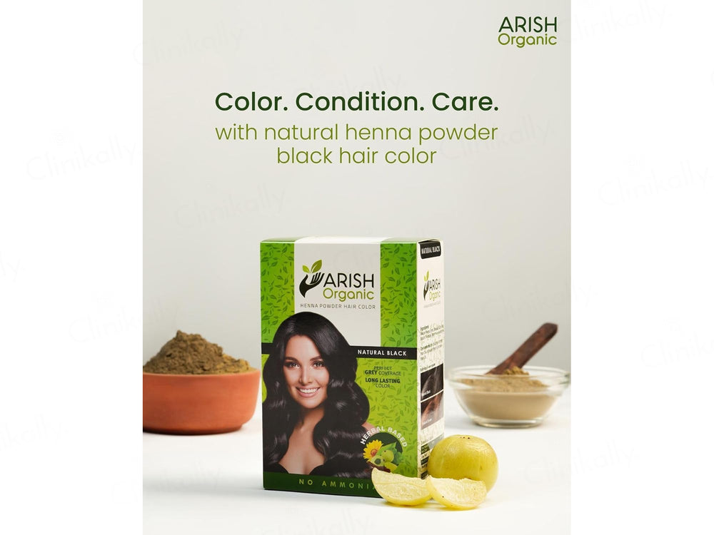 Arish Organic Henna Powder No Ammonia Herbal Hair Color (Natural Black)