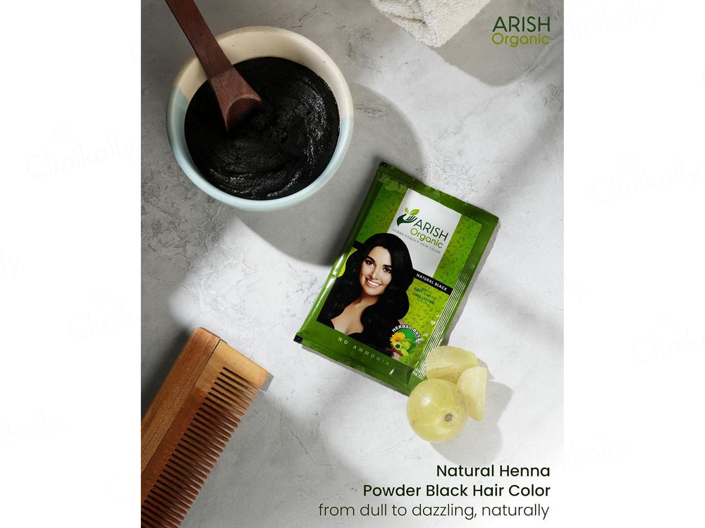 Arish Organic Henna Powder No Ammonia Herbal Hair Color (Natural Black)