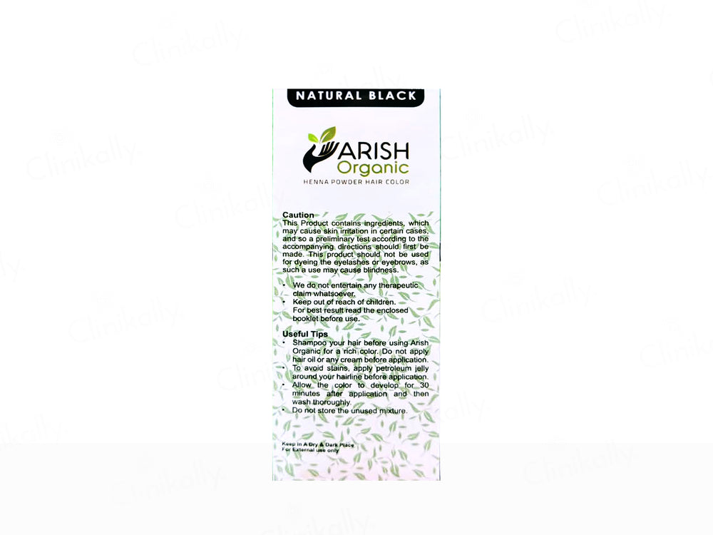 Arish Organic Henna Powder No Ammonia Herbal Hair Color (Natural Black)