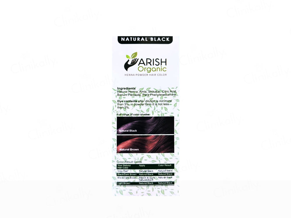 Arish Organic Henna Powder No Ammonia Herbal Hair Color (Natural Black)