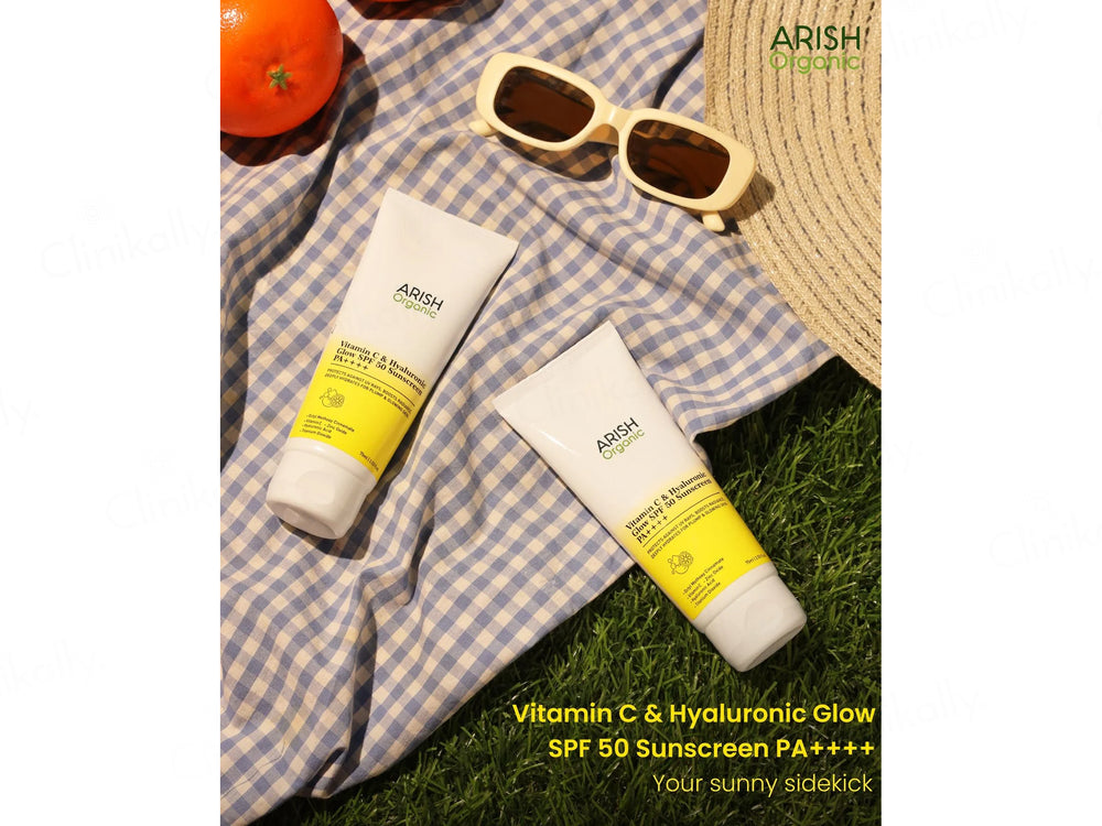 Arish Organic Vitamin C & Hyaluronic Acid Glow Sunscreen SPF 50 PA++++