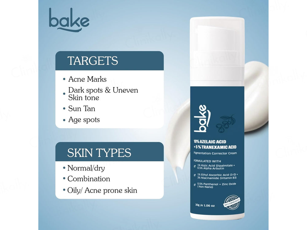 BAKE 10% Azelaic Acid + 5% Tranexamic Acid Pigmentation Corrector Cream