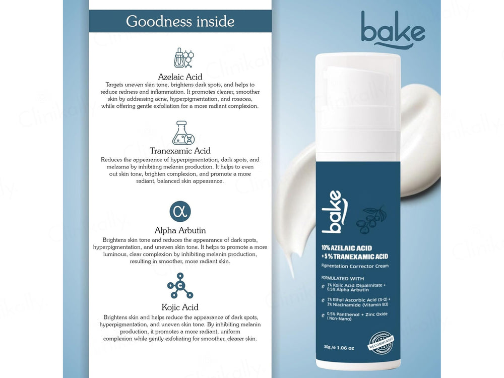 BAKE 10% Azelaic Acid + 5% Tranexamic Acid Pigmentation Corrector Cream