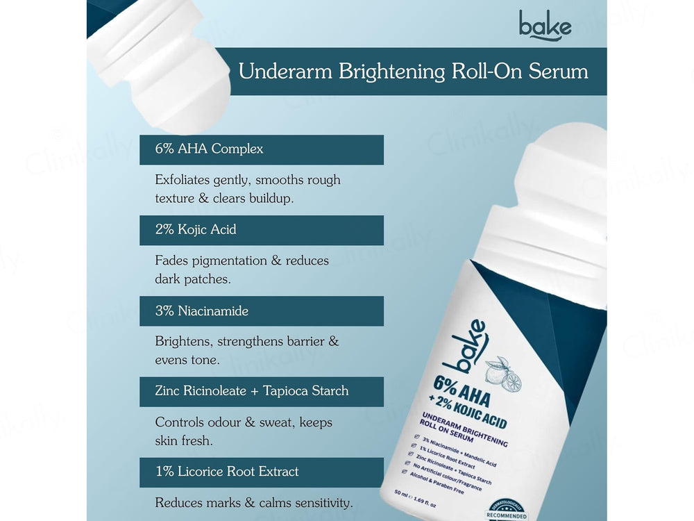BAKE 6% AHA + 2% Kojic Acid Underarm Brightening Roll On Serum