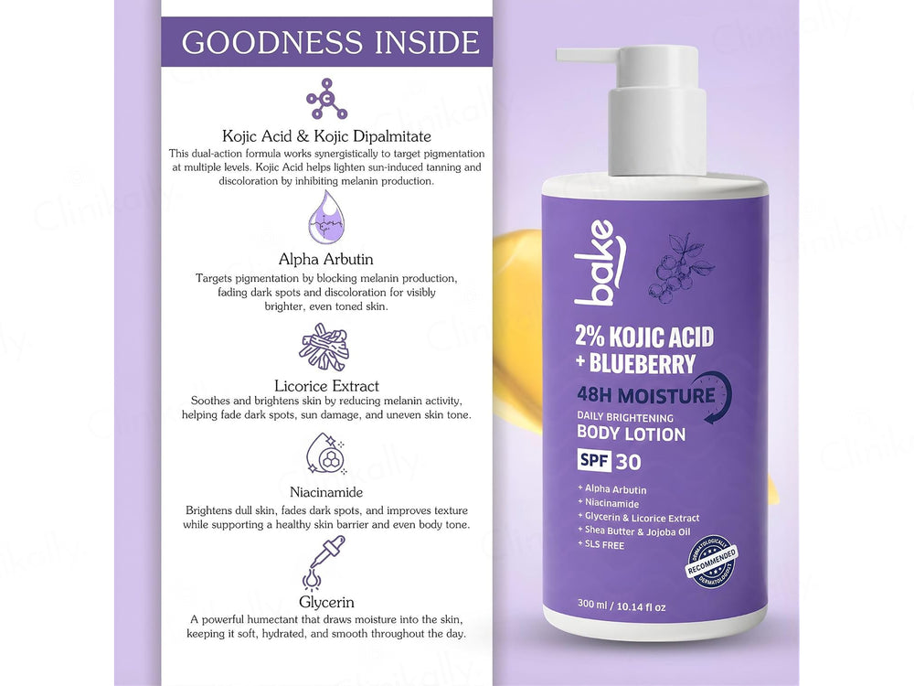 Bake 2% Kojic Acid + Blueberry Daily Brightening Body Lotion SPF 30