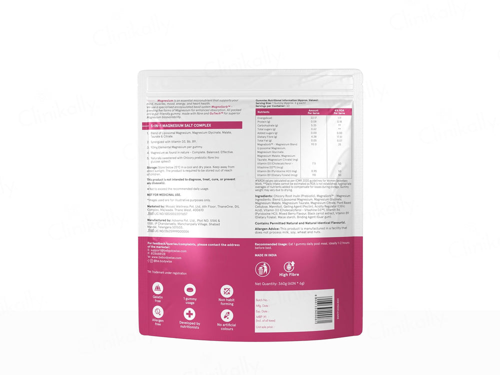 Be Bodywise Magnesium Gummies - Mixed Berry Flavour