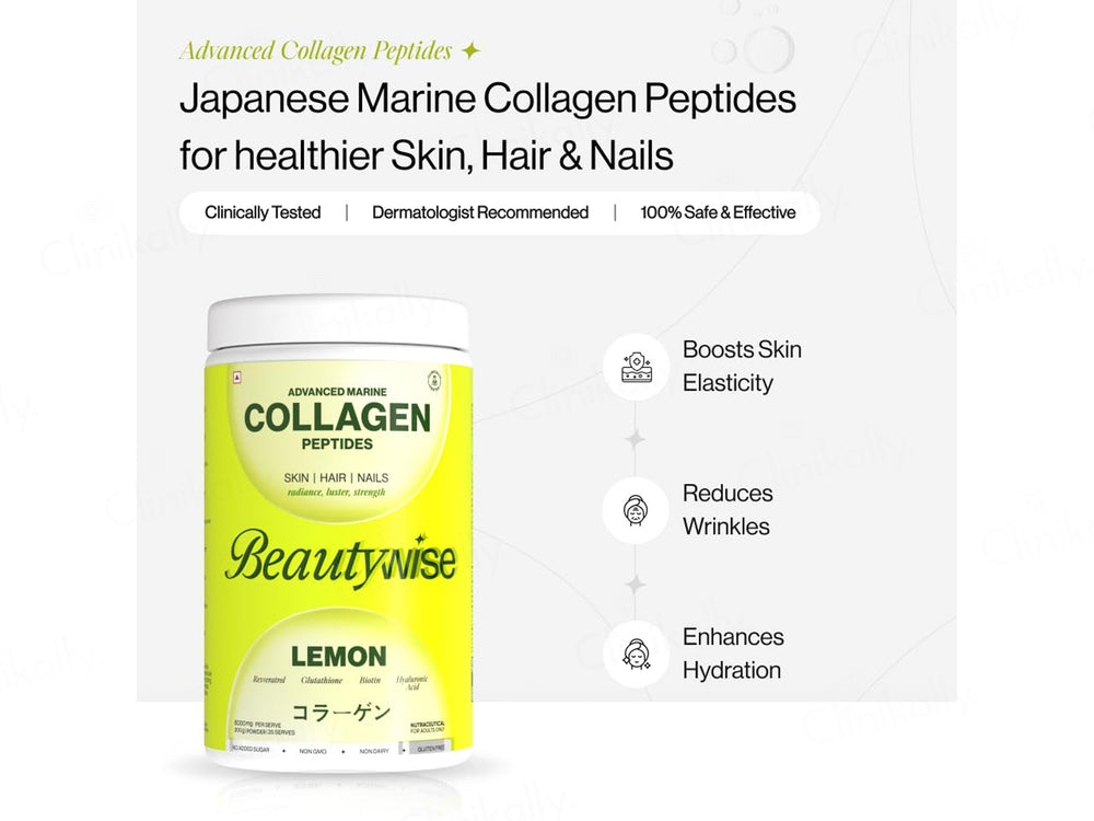 Buy Beautywise Advanced Marine Collagen Peptides For Skin, Hair & Nails -  Mango Peach Flavour Online at Best Price | Clinikally