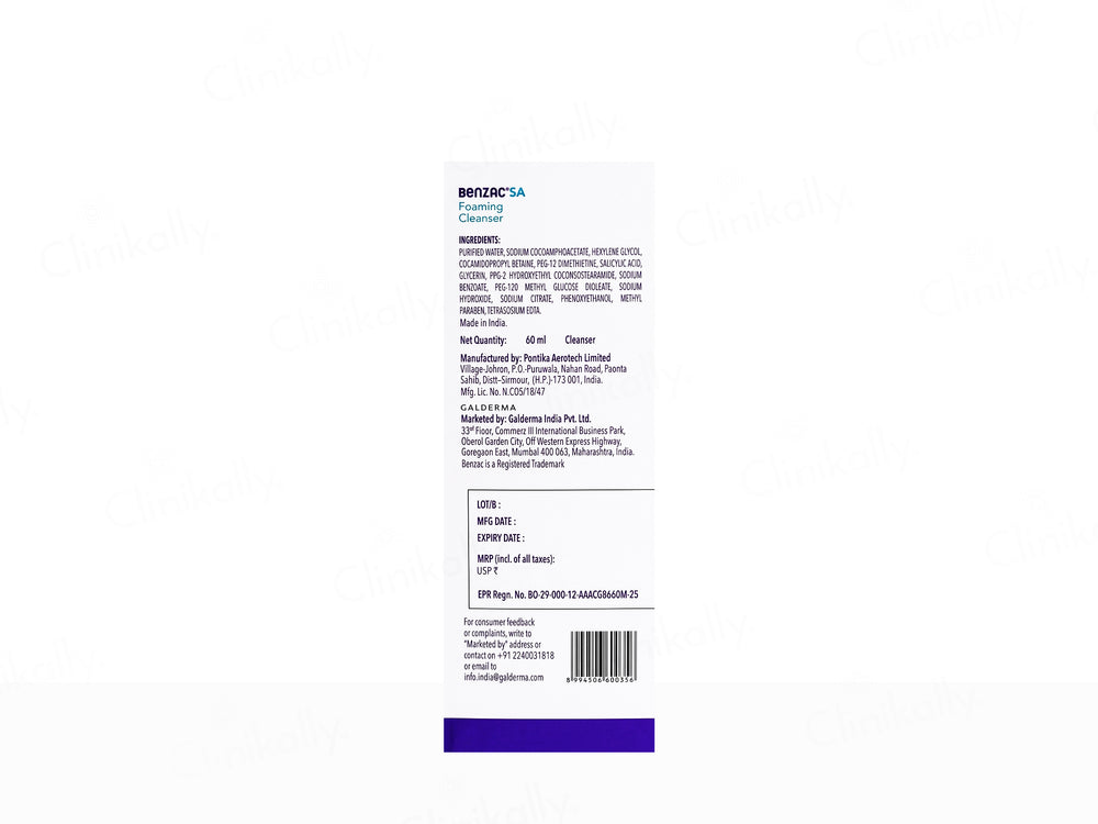 Benzac SA 2% Salicylic Acid Foaming Cleanser