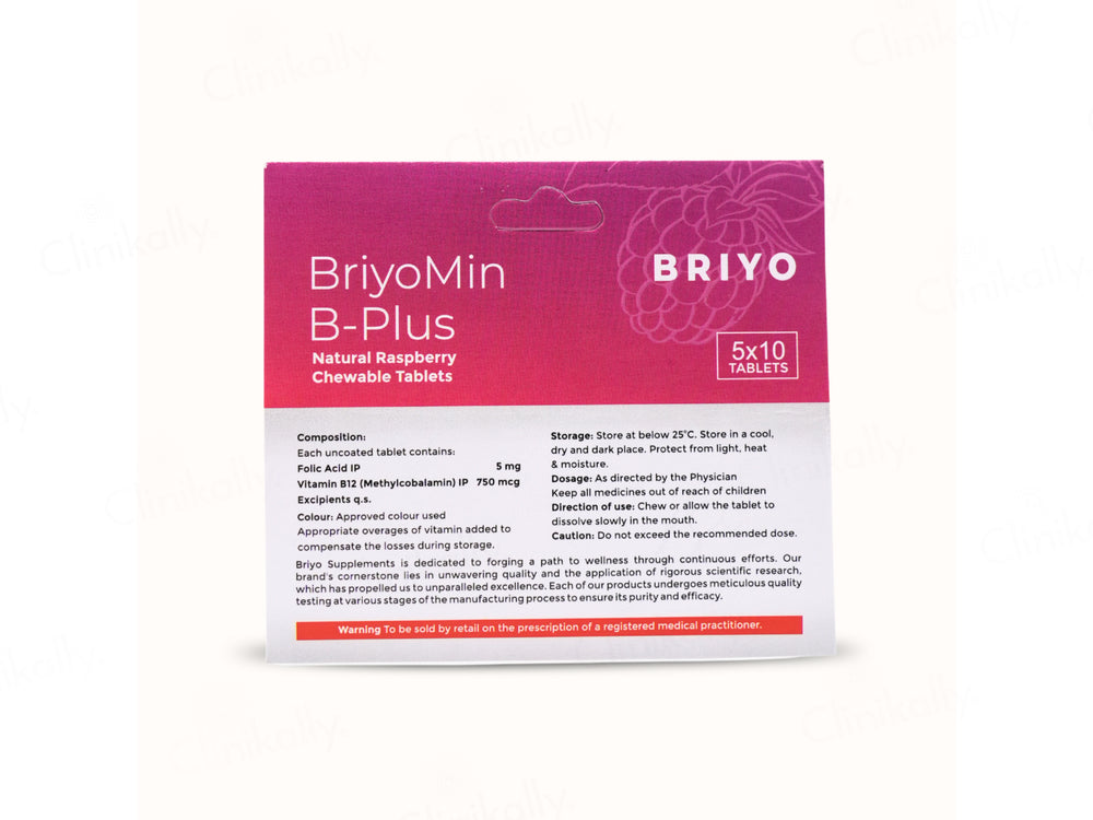 Briyo Briyomin B-Plus Chewable Tablet Natural Raspberry Flavour