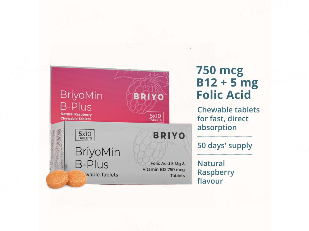 Briyo Briyomin B-Plus Chewable Tablet Natural Raspberry Flavour