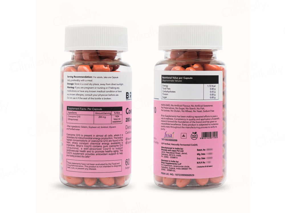 Briyo Coenzyme Q10 200 mg Dietary Supplement Capsule