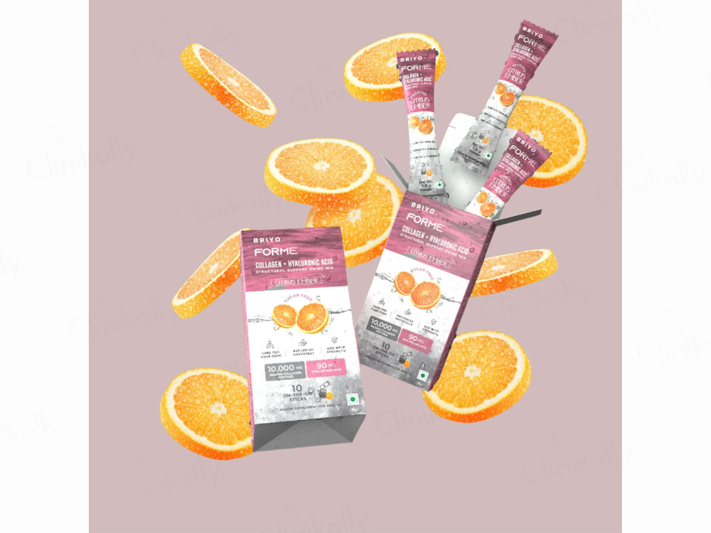 Briyo Forme Collagen + Hyaluronic Acid Skin Hydration Nutraceutical Powder - Natural Orange Flavour