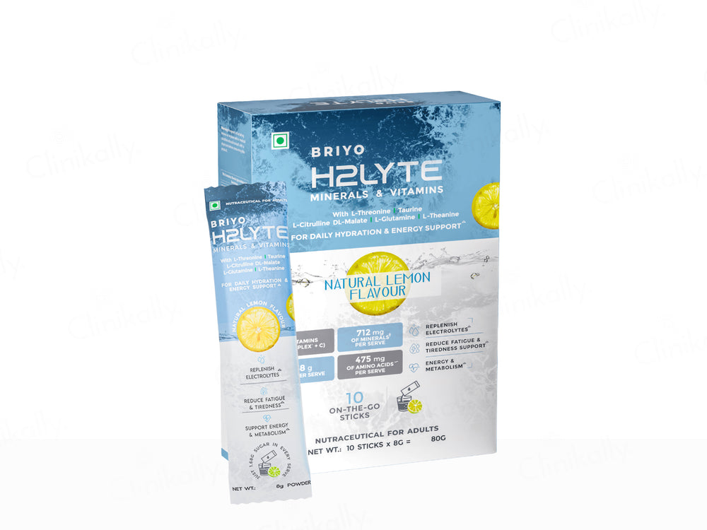 Briyo H2Lyte Minerals & Vitamins Daily Hydration Nutraceutical Powder - Natural Lemon Flavour