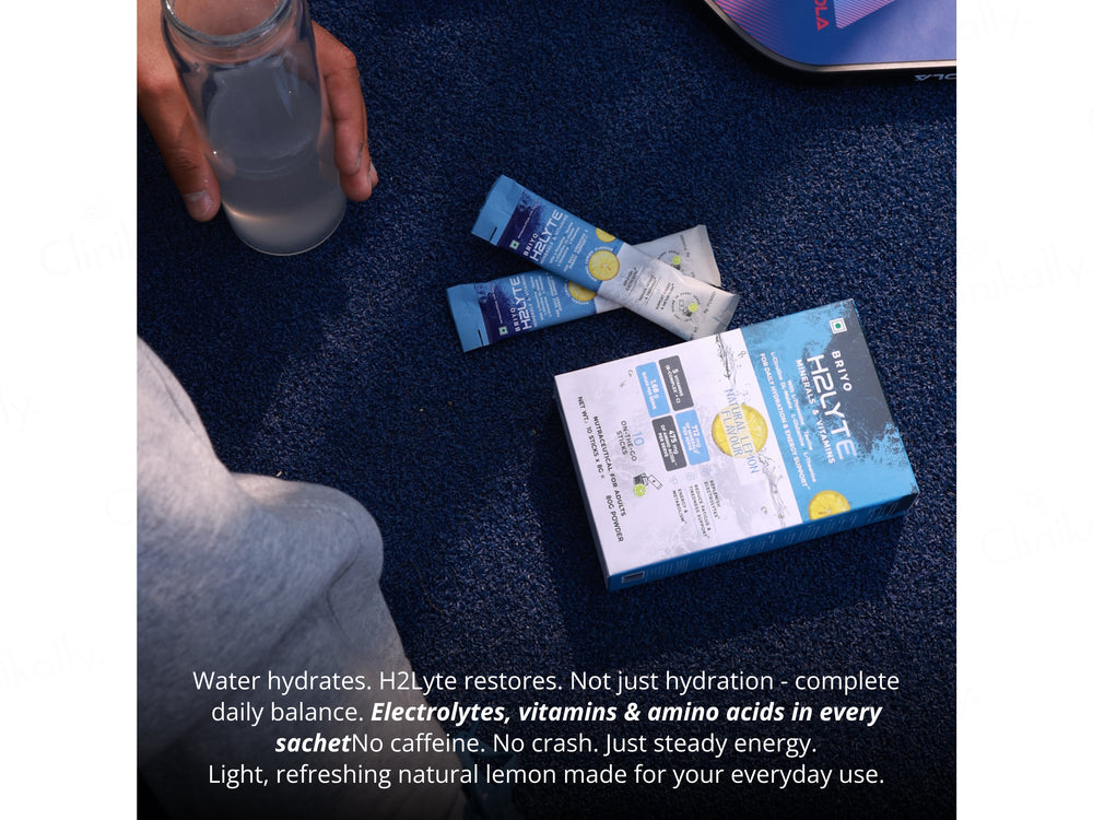 Briyo H2Lyte Minerals & Vitamins Daily Hydration Nutraceutical Powder - Natural Lemon Flavour