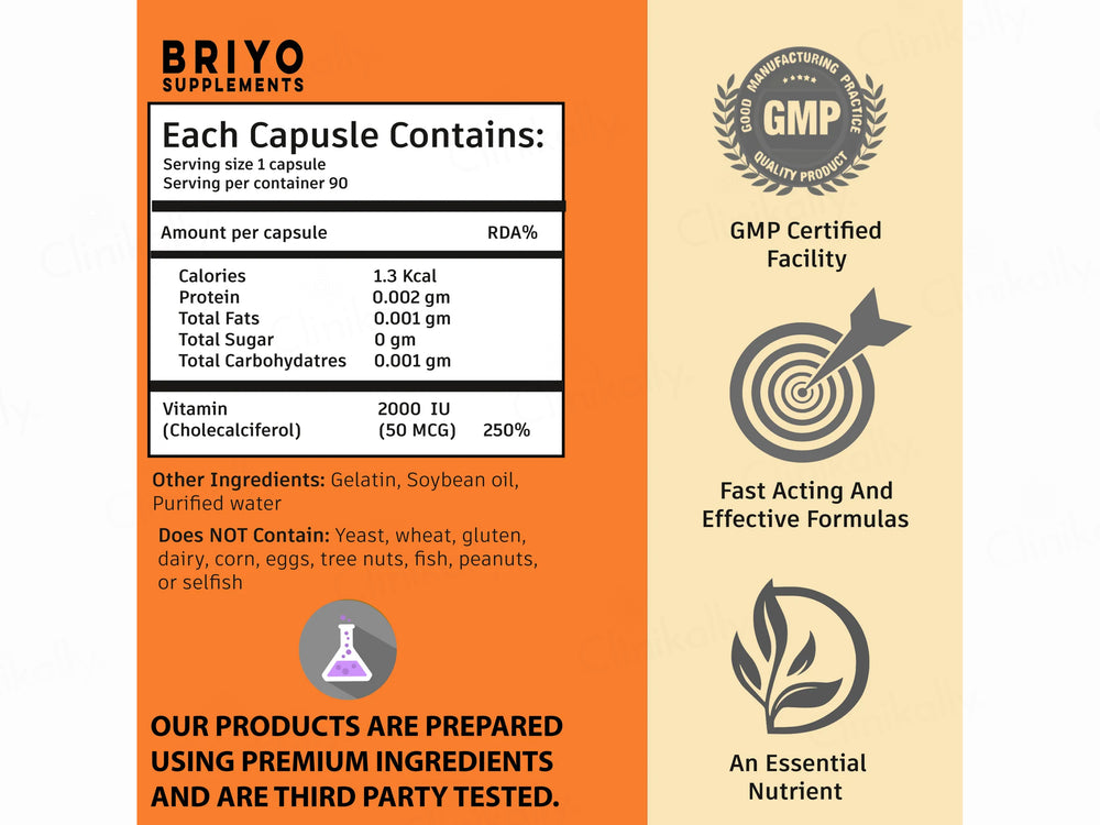Briyo Vitamin D3 2000 IU Capsule