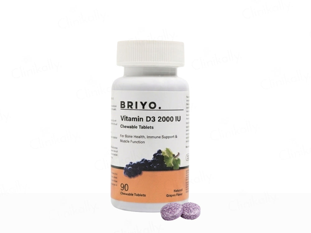 Briyo Vitamin D3 2000 IU Chewable Tablet - Natural Grape Flavour