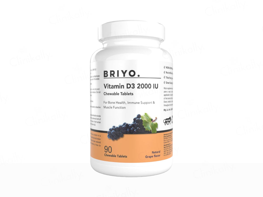 Briyo Vitamin D3 2000 IU Chewable Tablet - Natural Grape Flavour