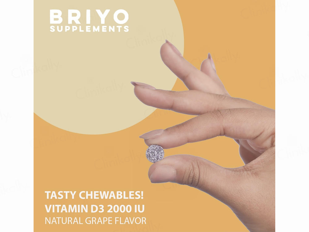 Briyo Vitamin D3 2000 IU Chewable Tablet - Natural Grape Flavour