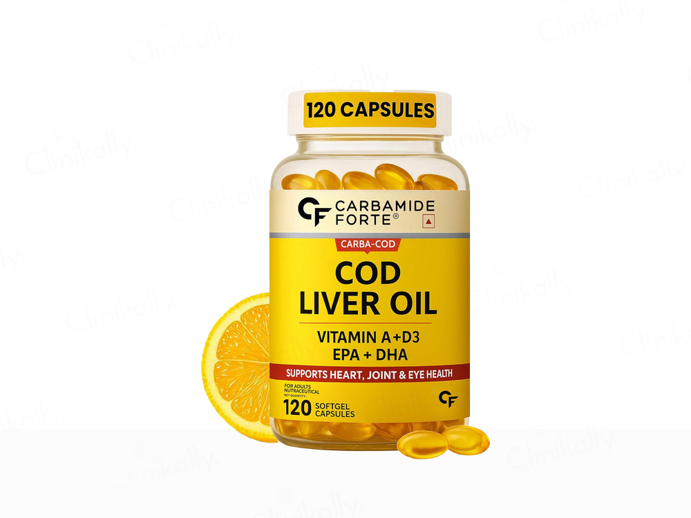 Carbamide Forte Cod Liver Oil With Vitamin A + D3 Softgel Capsule - Lemon Flavour