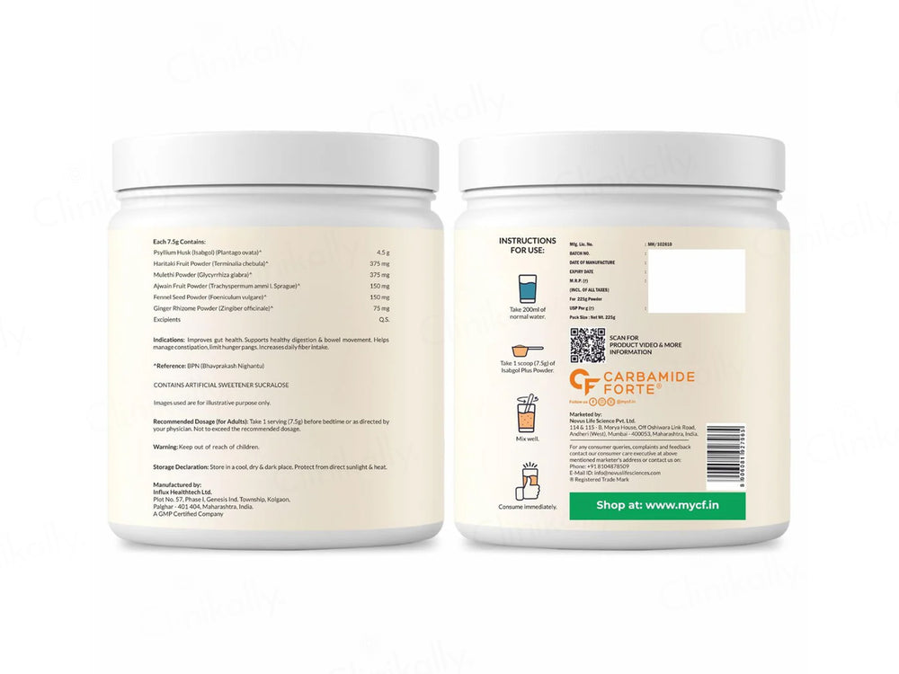 Carbamide Forte Isabgol Plus Powder - Orange Flavour