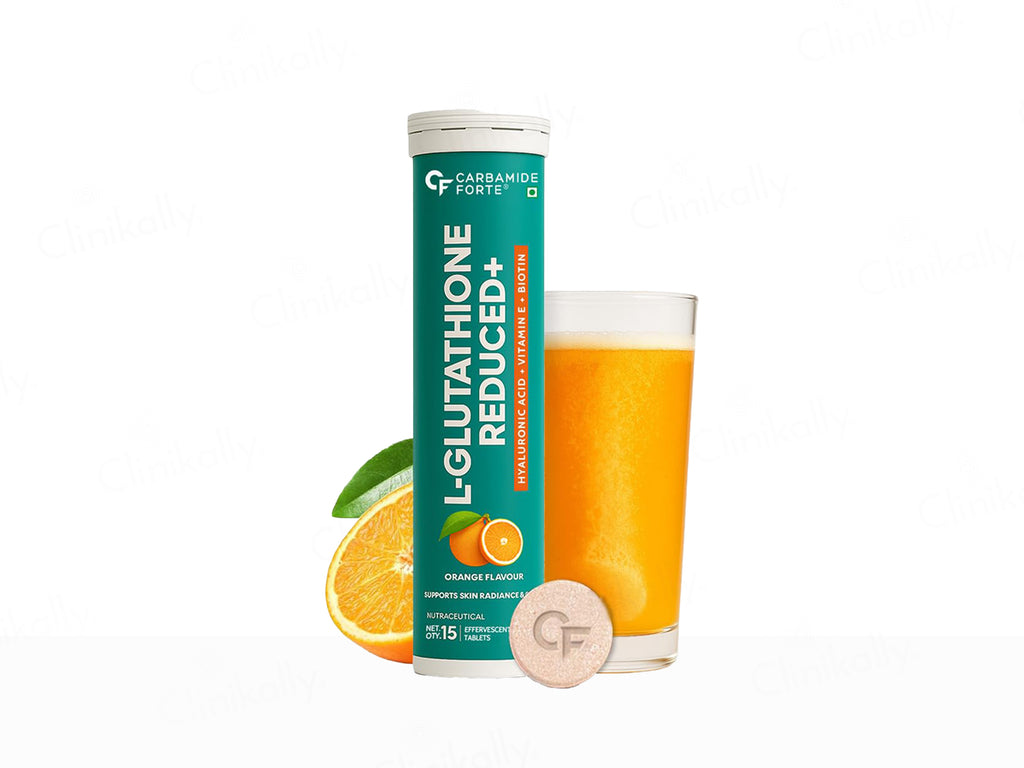 Buy Carbamide Forte L-Glutathione Reduced + Hyaluronic Acid Effervescent Tablet - Orange Flavour Online at Best Price